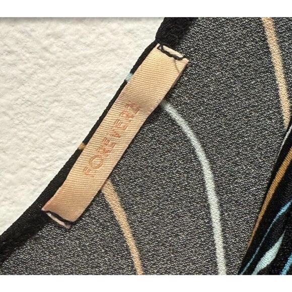 Vintage Forever 21 Size Medium Black Swirl Dress Tie Back Y2K 90s V Neck Stretch - Picture 5 of 6